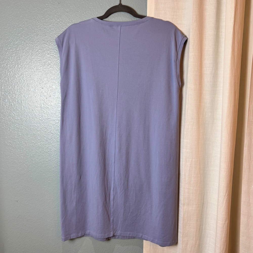 Eileen Fisher Shift Dress Women Medium Blue Excellent Organic Cotton Cap Sleeve - Picture 5 of 8